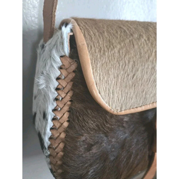 Mexican Crossbody Bag Women's Handmade Brown Cowhide Leather Whipstitch - Picture 4 of 13